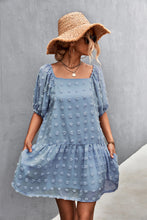 Load image into Gallery viewer, Swiss Dot Square Neck Half Balloon Sleeve Dress