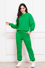 Load image into Gallery viewer, Round Neck Long Sleeve Sweatshirt and Pants Set