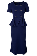 Load image into Gallery viewer, Square Neck Short Sleeve Pencil Dress