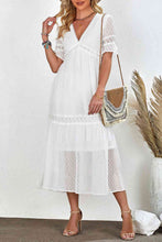 Load image into Gallery viewer, Swiss Dot V-Neck Short Sleeve Midi Dress