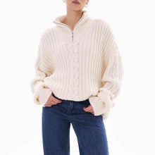 Load image into Gallery viewer, Ribbed Half Zip Long Sleeve Sweater