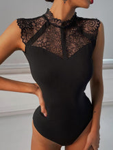 Load image into Gallery viewer, Scalloped Lace Yoke Sleeveless Bodysuit