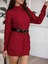 Load image into Gallery viewer, Cable-Knit Turtleneck Sweater Dress
