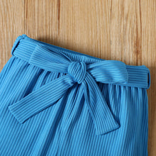 Load image into Gallery viewer, Baby Girl Ribbed Top and Belted Ruffle Hem Shorts Set