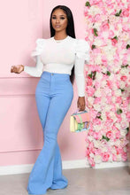 Load image into Gallery viewer, Leg-Of-Mutton Sleeve Top and Flare Pants Set