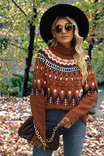 Load image into Gallery viewer, Geometric Turtleneck Long Sleeve Sweater