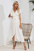 Load image into Gallery viewer, Ruffled Tied V-Neck Midi Dress