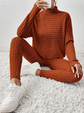 Load image into Gallery viewer, Ribbed Turtleneck Top and Pants Set