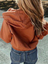 Load image into Gallery viewer, Snap Down Drawstring Hooded Jacket