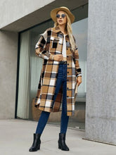 Load image into Gallery viewer, Plaid Pocketed Button Up Trench Coat