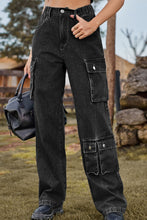 Load image into Gallery viewer, Loose Fit Long Jeans with Pockets