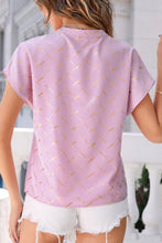Load image into Gallery viewer, Printed Notched Short Sleeve Blouse