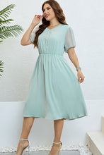 Load image into Gallery viewer, Swiss Dot Mesh Sleeve Buttoned Dress