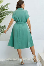 Load image into Gallery viewer, Buttoned Tie-Waist Shirt Dress