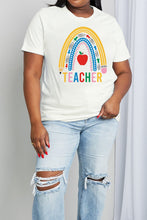 Load image into Gallery viewer, Simply Love Full Size TEACHER Rainbow Graphic Cotton Tee