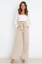 Load image into Gallery viewer, Tie Front Paperbag Wide Leg Pants