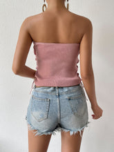 Load image into Gallery viewer, Seam Detail Lace-Up Tube Top