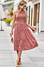 Load image into Gallery viewer, Printed Round Neck Slit Sleeveless Dress