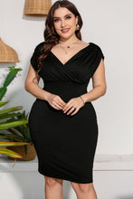 Load image into Gallery viewer, Plus Size Ruched V-Neck Dress
