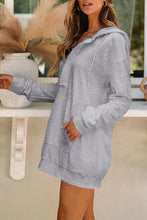 Load image into Gallery viewer, Drawstring Half Zip Hooded Dress