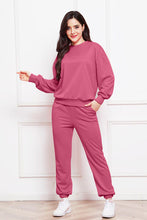 Load image into Gallery viewer, Round Neck Long Sleeve Sweatshirt and Pants Set