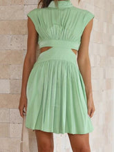 Load image into Gallery viewer, Cutout Ruched Mock Neck Mini Dress