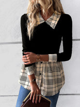 Load image into Gallery viewer, Houndstooth Collared Neck Long Sleeve Shirt