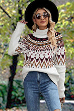 Load image into Gallery viewer, Geometric Turtleneck Long Sleeve Sweater