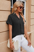 Load image into Gallery viewer, Notched Short Sleeve Blouse