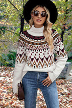 Load image into Gallery viewer, Geometric Turtleneck Long Sleeve Sweater