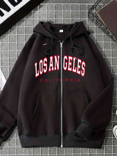 Load image into Gallery viewer, LOS ANGELES CALIFORNIA Graphic Drawstring Hooded Jacket