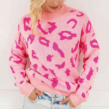 Load image into Gallery viewer, Leopard Round Neck Drop Shoulder Sweater