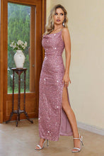 Load image into Gallery viewer, Sequin Slit Spaghetti Strap Dress