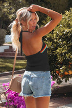Load image into Gallery viewer, Rainbow Stripe Halter Neck Knit Tank