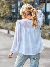 Load image into Gallery viewer, Printed Half Button Gathered Detail Blouse