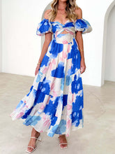 Load image into Gallery viewer, Twisted Printed Puff Sleeve Dress