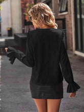 Load image into Gallery viewer, Ruffled V-Neck Flounce Sleeve Shirt