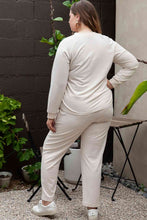 Load image into Gallery viewer, Plus Size Half Button Top and Pants Set
