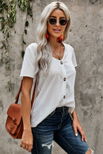 Load image into Gallery viewer, Buttoned V-Neck Short Sleeve Top