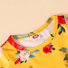 Load image into Gallery viewer, Baby Girl Floral Round Neck Top and Lace Trim Distressed Jeans Set