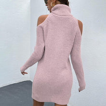 Load image into Gallery viewer, Cold Shoulder Turtleneck Sweater Dress