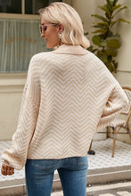 Load image into Gallery viewer, Striped Collared Neck Buttoned Pullover Sweater