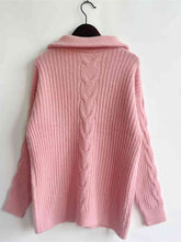 Load image into Gallery viewer, Ribbed Half Zip Long Sleeve Sweater