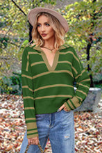 Load image into Gallery viewer, Striped Collared Long Sleeve Sweater