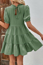 Load image into Gallery viewer, Puff Sleeve Tie Back Tiered Dress