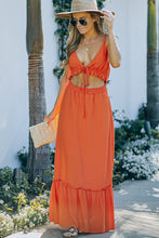 Load image into Gallery viewer, Frill Trim Cutout Spaghetti Strap Dress