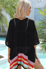 Load image into Gallery viewer, Rainbow Stripe Openwork Slit Cover-Up