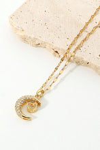 Load image into Gallery viewer, Inlaid Cubic Zirconia Moon Pendant Necklace