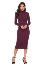 Load image into Gallery viewer, Ribbed Turtleneck Long Sleeve Dress