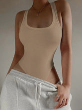 Load image into Gallery viewer, Square Neck Open Back Ribbed Sleeveless Bodysuit